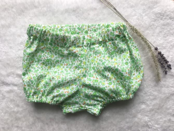 Vintage Lucky Green Floral Baby Bloomers 