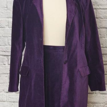 Vintage Purple Velvet Skirt Suit // Skirt and Jacket 