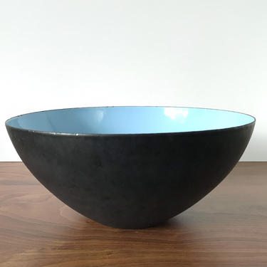 Vintage Danish Modern Krenit Blue Enameled Steel Bowl (9 3/4&quot;) 
