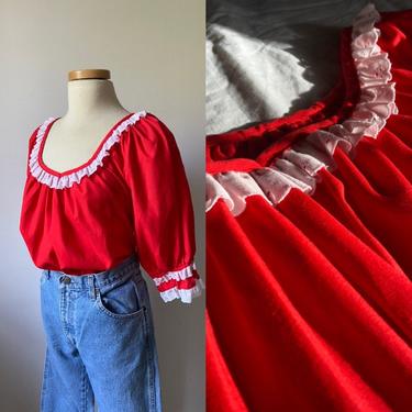 70s Red Rodeo Blouse 