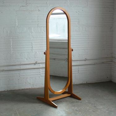 Danish Pedersen & Hansen Teak Cheval Adjustable Teak Floor Mirror 