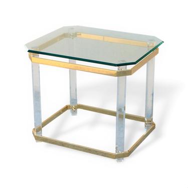 Lucite and Brass End Table Attributed to Charles Hollis Jones 