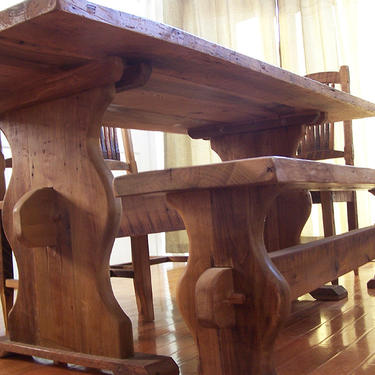 Bavarian Style Reclaimed Barnwood Trestle Table 