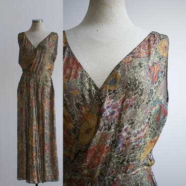 Vintage 1930s Gown / Formal 1930s Antique Gown / Bronze Antique Gown / Formal Vintage Dress / XS 1930s Gown / Gold Formal Gown XS 