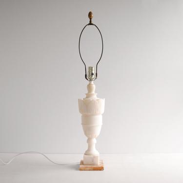 Vintage Marble Table Lamp, Large White Marble Traditional Table Lamp 