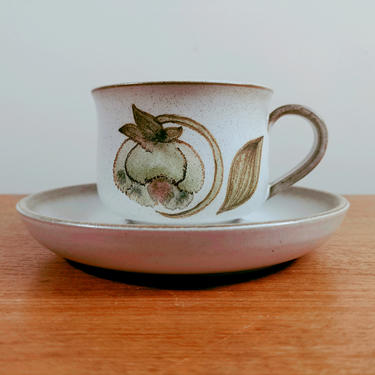 Vintage Denby Troubadour | Cup and Saucer(s) | Hand Painted | Magnolia Flowers Leaves 