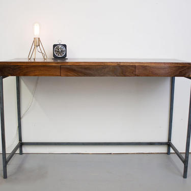 SALE Walnut Desk - Solid Steel Base with Pencil Drawer 48&amp;quot; wide 