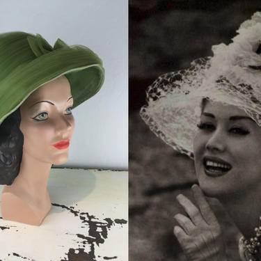 She Had That Soft Feminine Charm - Vintage 1950s Pistachio Green Rayon Netted Beehive Dome Hat w/Florals 