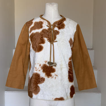 1950s Faux Cow Print Shirt Vintage Ranchwear Rockabilly Cowpunk Westernwear 36 Bust 