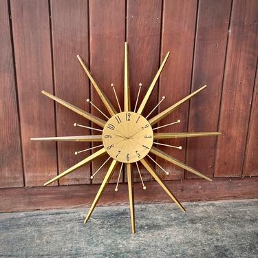 1960s Brass Starburst Clock NOT WORKING Wall Prop Decor Mid-Century 