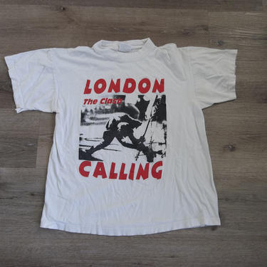 Vintage T-Shirt The Clash London Calling Bootleg Small Boxy Tee 1990s 