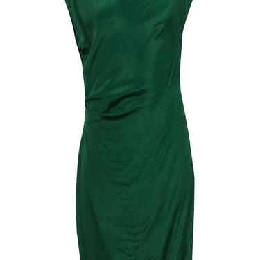 Reiss - Green Boat Neck Ruched Cocktail Dress Sz 8