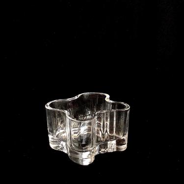 Vintage Mid Century Modern Iconic IITTALA Art Glass of Finland Clear Votive Candleholder Alvar Aalto Finnish Modernist Design 