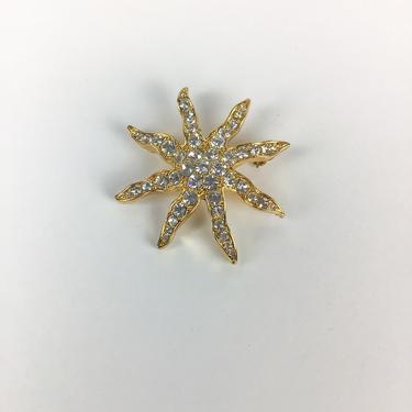 Vintage 50s brooch | Vintage star clear rhinestone gold brooch | 1950's MFA costume jewelry brooch 