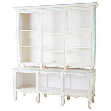 French Provincial Style Painted Open Shelf Cabinet Bookcase by ErinLaneEstate