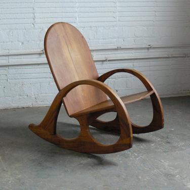 Vintage Studio Crafted Modernist Rocking Chair In the Manner of Adrian Pearsall 