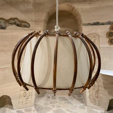 Sculptural French Bamboo Large Pendant Hanging Lamp 1950s FRANCE 