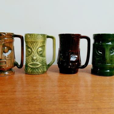 Vintage Tiki Mugs | Tiki Masks Gods | Set of 4 | Westwood Japan | R-65-C2919 