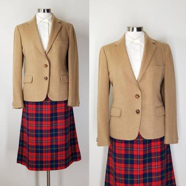 Camel Brown Wool Blazer, Medium / Vintage 1970s Felted Wool Jacket / College Style Dark Academia Style / College Professor Sport Coat 
