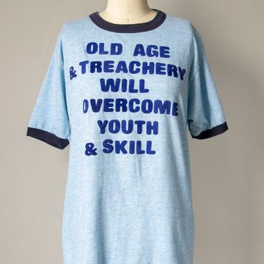 1980s T-Shirt Ringer Printed Tee Shirt M 