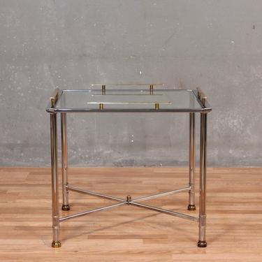 Chrome, Brass and Glass X-Base Side Table – ONLINE ONLY