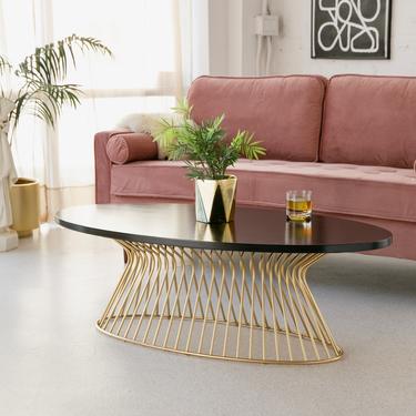 Oval Black & Gold Coffee Table