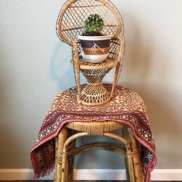 Vintage 1970s Wicker Peacock Chair Plant Stands or Doll Chairs 