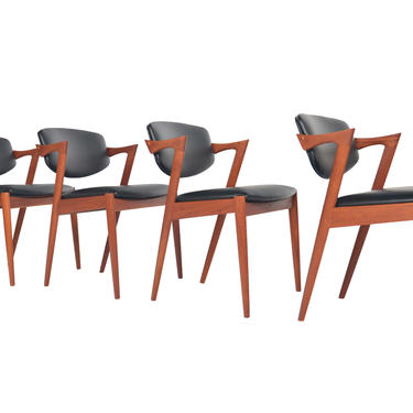 Set of Four Danish Mid Century Modern Kai Kristiansen Model 42 Teak Dining Chair 