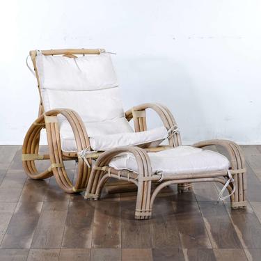 1950'S Pretzel Bamboo & Rattan Lounge Chair & Ottoman
