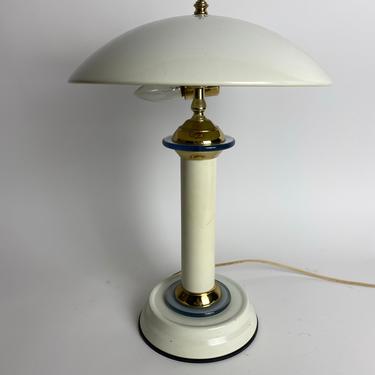 Vintage “Touch On” enameled Metal Lamp, with Flying Saucer Shade