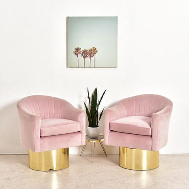 Pink Vintage Milo Baughman Swivel Chairs