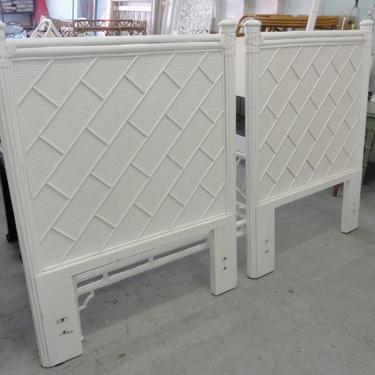 Pair of Tall Rattan Chippendale Twin Headboards