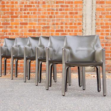 Six Mario Bellini Leather ‘Cab’ Chairs 
