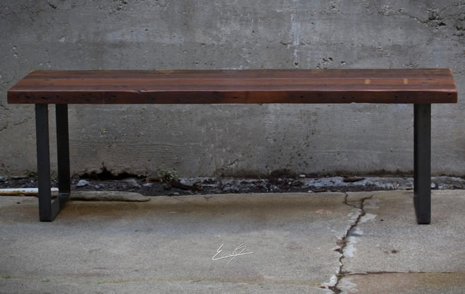 Wood and Steel Bench 
