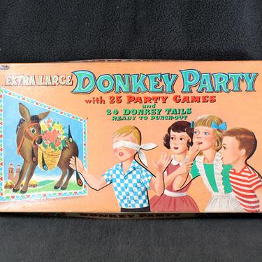 Donkey Party by Whitman Publishing, 1952 - Vintage Pin the Tail on the Donkey Game - Complete Game in Original Box | FREE SHIPPING 