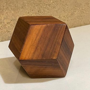 Rare Japanese Rosewood Geometrical Fidget Puzzle Box Modern Brain Teaser 