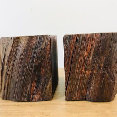 Vintage California Redwood Bookends - Pair 
