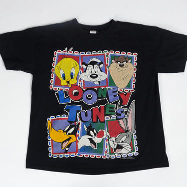 90s Looney Tunes T Shirt - Women's 2XL | Vintage Black Cartoon Graphic Streetwear Tee 