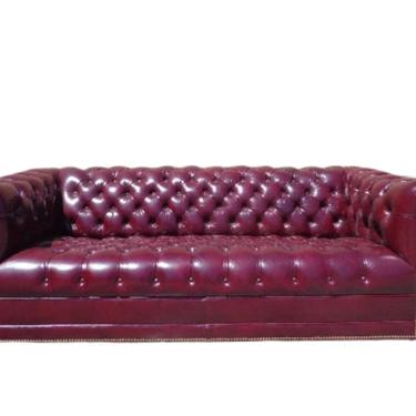 Vintage Leather English Chesterfield Sofa Couch Loveseat Oxblood Vintage Rustic Lounge Settee Rolled Arm Tufted Leather Nailhead Brass 