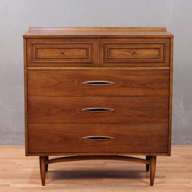 Mid Century Luxe 5-Drawer Walnut Highboy Dresser