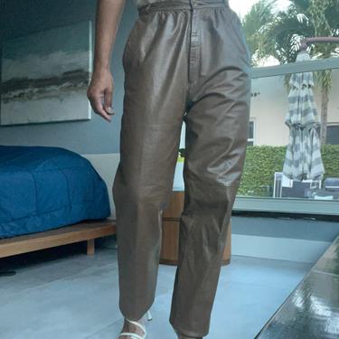 vintage statement 80s high rise genuine leather baggy trousers 