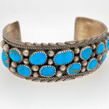 Vtg Tommy Moore Artisan Navajo Turquoise Sterling Silver Cuff Bracelet Signed 