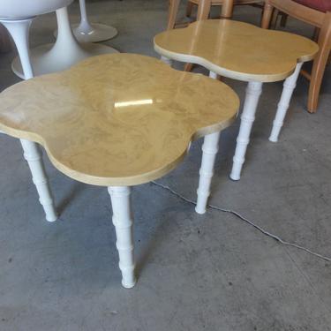 Pair of Faux Bamboo Clover Tables