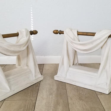 John Dickinson Style Draped Plaster Coffee Table Bases a Pair . by MIAMIVINTAGEDECOR