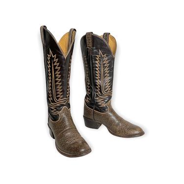 Vintage TONY LAMA Black Label Cowboy Boots ~ Men's 7 AA / Women's 8 1/2 ~ Western / Rockabilly / Ranchwear ~ 2-Tone ~ Tall 