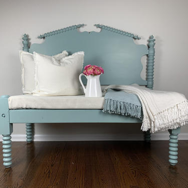 Jenny Lind bench, Spool bed bench, rope bed bench, upcycled bench 