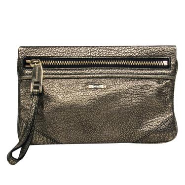 Burberry - Pebbled Gold Leather Zippered Wristlet
