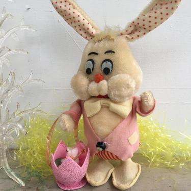 60's Fun Farm Stuffed Rabbit, Anthropomorphic Easter Bunny Rabbit, San Francisco, Made In Japan 