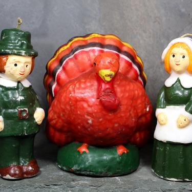 Thanksgiving Candles for your Holiday Table - Painted Pilgrims and Turkey Candles - Holiday Decor  | FREE SHIPPING 