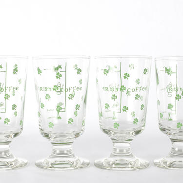 Irish coffee Glass, Libbey Glassware, Wine Glassware, Vintage Wine Glassware, Green Glassware, Green Glasses, Vintage Glassware, Set of 4 